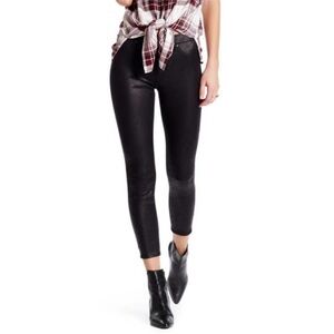 7 For All ManKind Womens Faux Leather Ankle Skinny Fit Jeans, Black